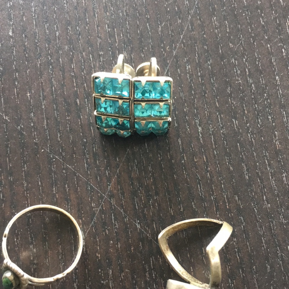 Turquoise golden choker .925 sterling silver rings - Picture 5 of 14